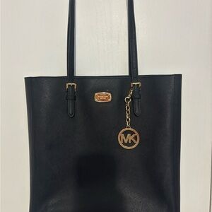 Michael Kors Black Saffiano Tote with Gold Accents
